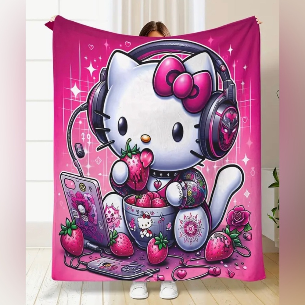 New “Hello Kitty Strawberry Jam🍓 ” Graphic Throw/Blanket
